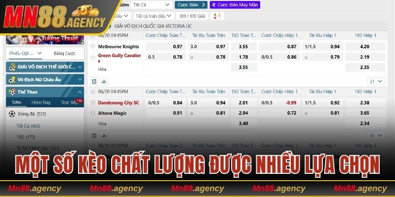 Một số kèo chất lượng được nhiều người lựa chọn